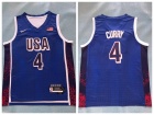 Team USA #4 Stephen Curry Navy Blue Paris 2024 Olympics Jersey