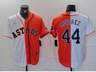 Houston Astros #44 Yordan Alvarez White/Orange Split Jersey