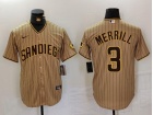 San Diego Padres #3 Jackson Merrill Tan Pinstripes Cool Base Jersey