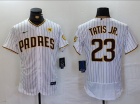 San Diego Padres #23 Fernando Tatis Jr White Pinstripes with PS Patach Flexbase Jersey