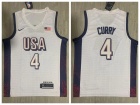 Team USA #4 Stephen Curry White Paris 2024 Olympics Jersey