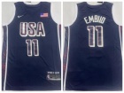 Team USA #11 Joel Embiid Navy Blue Paris 2024 Olympics Jersey