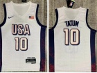 Team USA #10 Jayson Tatum White Paris 2024 Olympics Jersey