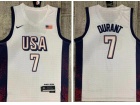 Team USA #7 Kevin Durant White Paris 2024 Olympics Jersey