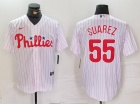 Philadelphia Phillies #55 Ranger Suárez White Pinstripes Cool Base Jersey