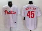 Philadelphia Phillies #45 Zack Wheeler  White Pinstripes Cool Base Jersey