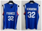 Team France #32 Victor Wembanyama Blue Paris 2024 Olympics Jersey