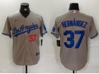 Los Angeles Dodgers #37 Teoscar Hernández Grey Los Angeles Limited Players Jersey