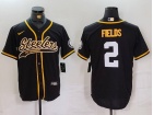 Pittsburgh Steelers #2 Justin Fields Black Baseball Jersey