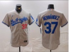 Los Angeles Dodgers #37 Teoscar Hernández Grey Road Flexbase Jersey