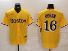 Boston Red Sox #16 Jarren Duran Yellow City Connect Cool Base Jersey