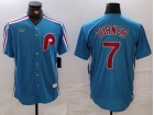 Philadelphia Phillies #7 Trea Turner Blue Nike Cooperstown Collection Player Jersey