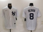 New York Yankees #8 Yogi Berra White Pinstripes Cool Base Jersey