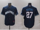 Chicago Cubs #27 Seiya Suzuki Navy Blue City Connect Jersey