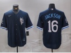 Kansas City Royals #16 Bo Jackson Navy Blue City Connect Jersey