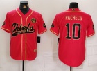 Kansas City Chiefs #10 Isiah Pacheco Red With Golden Name Baseball Jersey