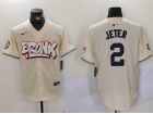 Bronx x New York Yankees #2 Derek Jeter Cream Jersey