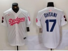 Los Angeles Dodgers #17 Shohei Ohtani White with Pink/Blue Number Jersey