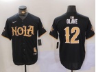 Nola x New Orleans Saints #12 Chris Olave Black Baseball Jersey