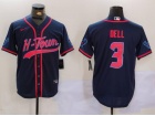 Houston Texans #3 Tank Dell Navy Blue 2nd with Red Number H-Town Baseball Jersey