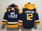 Utah Jazz #12 John Stockton Navy Blue Hoodie