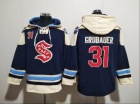 Seattle Kraken #31 Philipp Grubauer Navy Blue Hoodie