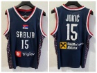 Team Serbia #15 Nikola Jokic Navy Blue 2024 Olympic Game Jersey