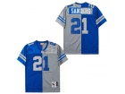 Dallas Cowboys #21 Deion Sanders Blue/Grey Split Throwback Jersey