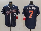 San Diego Padres #7 Ha-Seong Kim Navy Blue Throwback Jersey