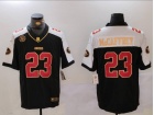 San Francisco 49ers #23 Christian Mccaffrey Black with White Shoulders Jersey