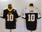 Green Bay Packers #10 Jordan Love Black with White Shoulders Jersey