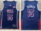 Team USA #15 Devin Booker Blue Paris 2024 Olympics Jersey