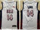 Team USA #14 Anthony Davis White Paris 2024 Olympics Jersey