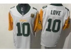 Green Bay Packers #10 Jordan Love White With Yellow Sleeves F.U.S.E Jersey