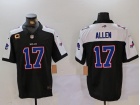 Buffalo Bills #17 Josh Allen Black with White Shoulders Limited Jersey