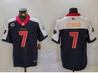 Houston Texans #7 C.J. Stroud Black with White Shoulders Red Number w/ C Patch Jersey