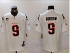 Cincinnati Bengals #9 Joe Burrow White Fashion w/ C Patches Jersey