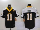 Green Bay Packers #11 Jayden Reed Black with White Shoulder Limited Jersey