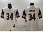 Chicago Bears #34 Walter Payton White with Blue Sleeves Jersey