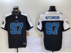 Detroit Lions #97 Aidan Hutchinson Black with White Sleeves Jersey