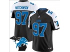 Detroit Lions #97 Aidan Hutchinson Black with White Sleeves Jersey