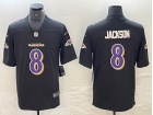 Baltimore Ravens #8 Lamar Jackson Black with Purple Number Fashion Jersey