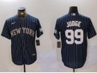 New York Yankees #99 Aaron Judge Navy Blue Pinstripes Jersey