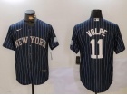 New York Yankee #11 Anthony Volpe Navy Blue Pinstripes Jersey