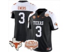 Texas Longhorns #3 Quinn Ewers Black with White Shoulder 100th Patch F.U.S.E Limited Jersey