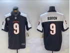 Cincinnati Bengals #9 Joe Burrow Black with White Shoulders w/ C Patch Jersey