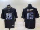 Dallas Cowboys #15 Ezekiel Elliott Black with Blue Number Fashion Vapor Limited Jersey