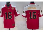 San Francisco 49ers #16 Joe Montana Red with White Shoulders Jersey