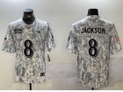 Baltimore Ravens #8 Lamar Jackson Arctic Camo 2024 Salute to Service Limited Jersey