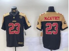 San Francisco 49ers #23 Christian Mccaffrey Black with Gold Shoulders Faithful Patch F.U.S.E Limited...